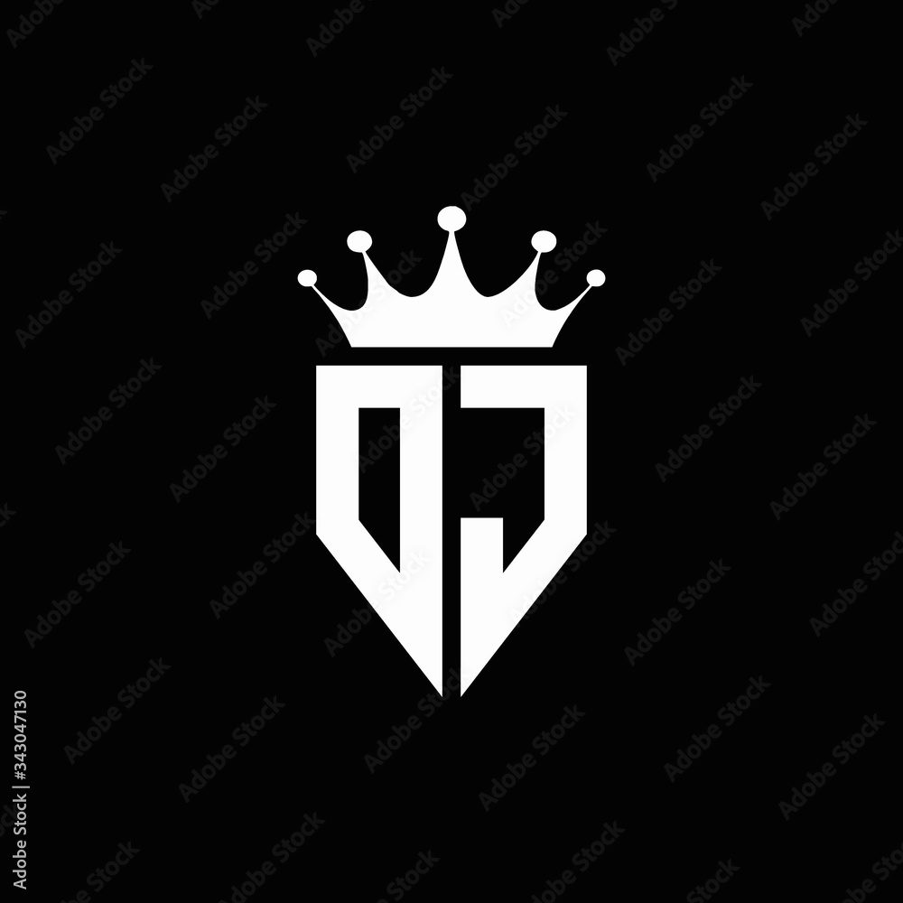 DJ logo monogram emblem style with crown shape design template Stock ...