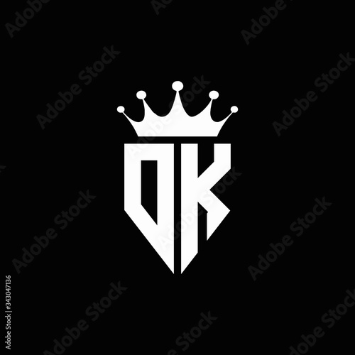 DK logo monogram emblem style with crown shape design template