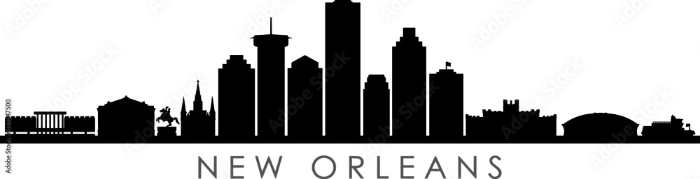 NEW ORLEANS LOUISIANA City Skyline Silhouette Cityscape Vector