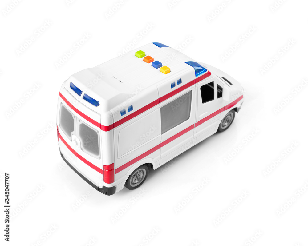 Naklejka premium toy ambulances isolated on white background