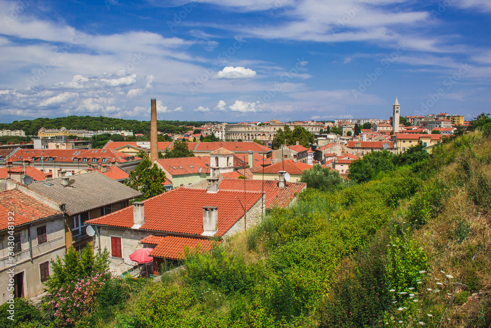 Fototapeta premium View over the city of Pula, Istrian Peninsula in Croatia.
