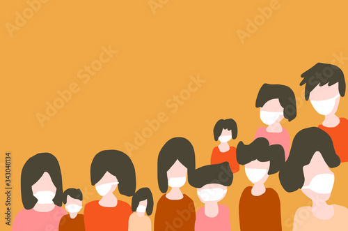 Group of people wearing medical masks for virus protection. Man and Woman in medical face protection mask. flu mask icon man and woman wearing face mask for virus protection. Vector illustration