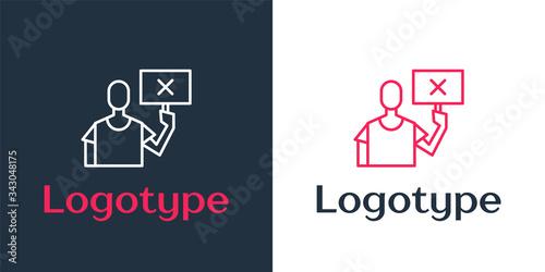 Logotype line Nature saving protest icon isolated on white background. Earth planet protection, environmental issues demonstration. Logo design template element. Vector Illustration