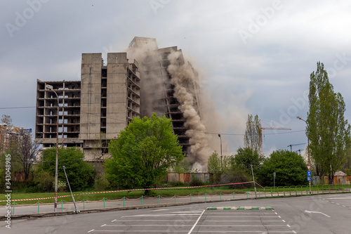 Exploding old building .