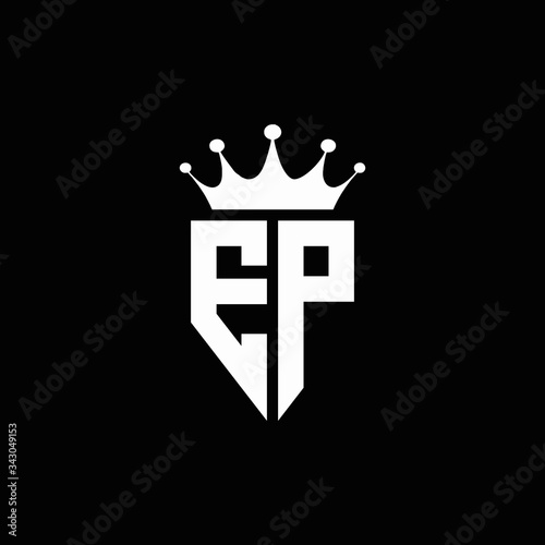EP logo monogram emblem style with crown shape design template