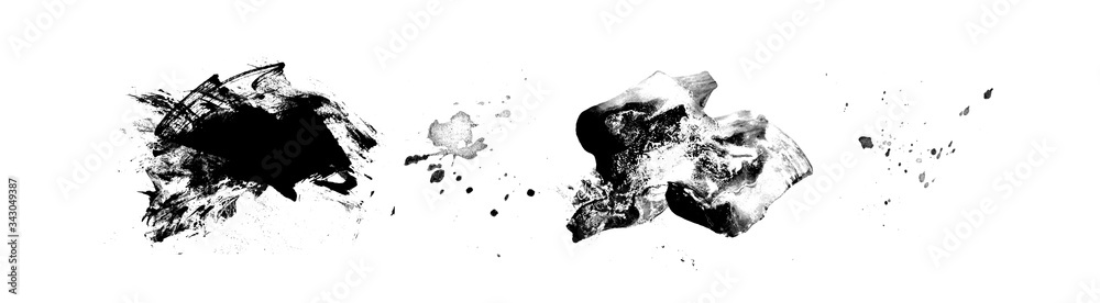 Collection abstract of ink stroke and ink splash for grunge design ...