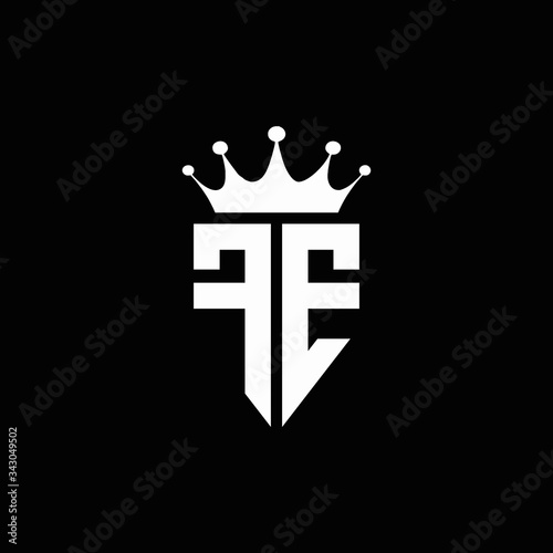 FE logo monogram emblem style with crown shape design template