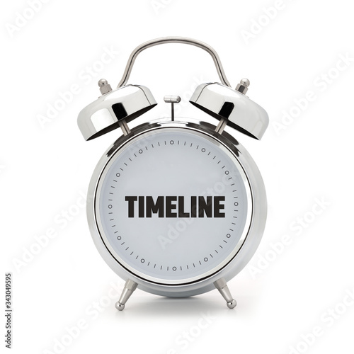 timeline concept - alarm clock on white background