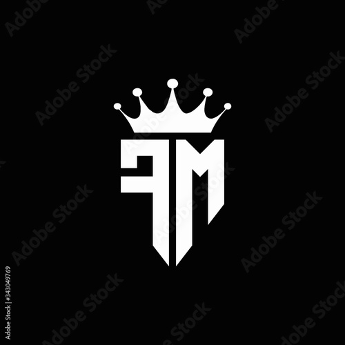FM logo monogram emblem style with crown shape design template