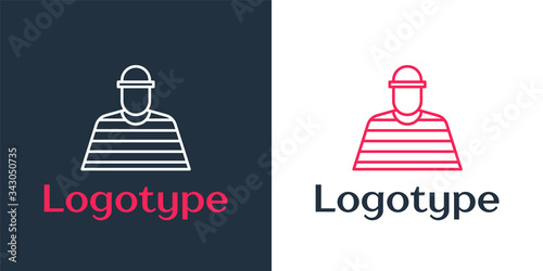 Logotype line Prisoner icon isolated on white background. Logo design template element. Vector Illustration