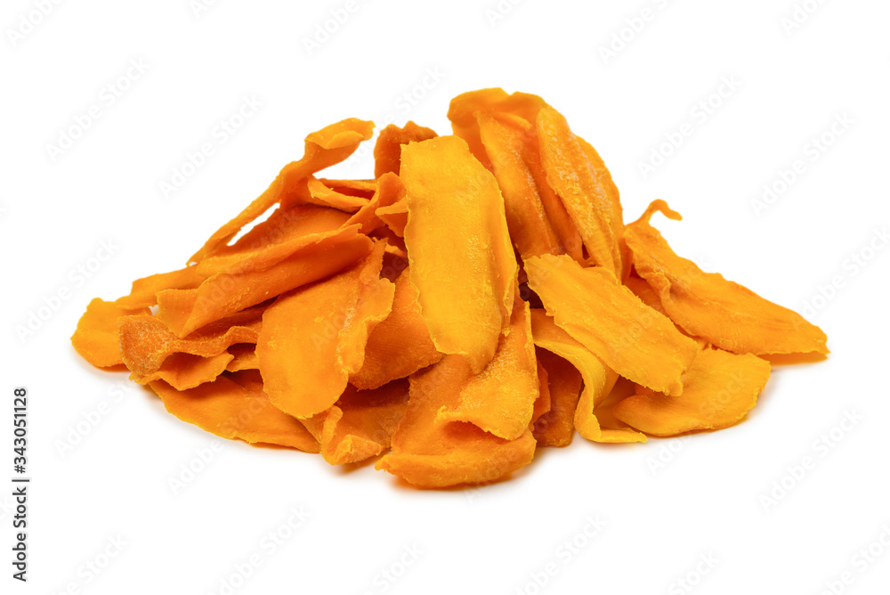 Tasty sugar mango slices background. Top view. Tasty sugar mango slices background. Top view.