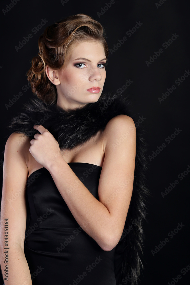 Beautiful woman in the style of Art Nouveau, the era of gangsters Beautiful woman in the style of Art Nouveau, the era of gangsters