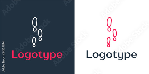 Logotype line Footsteps icon isolated on white background. Detective is investigating. To follow in the footsteps. Logo design template element. Vector Illustration