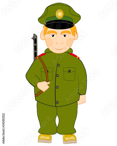 Vector illustration of the soldier with automaton