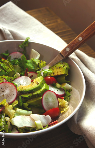 Moody close up of healthy salad