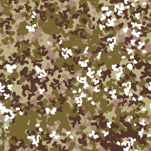 Brown camouflage seamless pattern. Vector abstract military background. Desert style. Design for textile print.