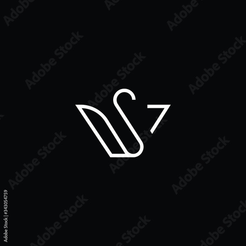 Minimal elegant monogram art logo. Outstanding professional trendy awesome artistic WS SW initial based Alphabet icon logo. Premium Business logo White color on black background