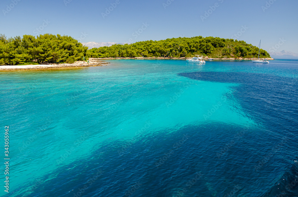 beautiful coast of island Hvar in Dalmatia region, Croatia