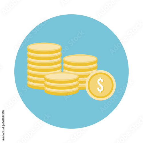 coins money dollars block style icon