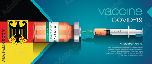 Vector illustration with 3D corona vaccine, country flag concept.