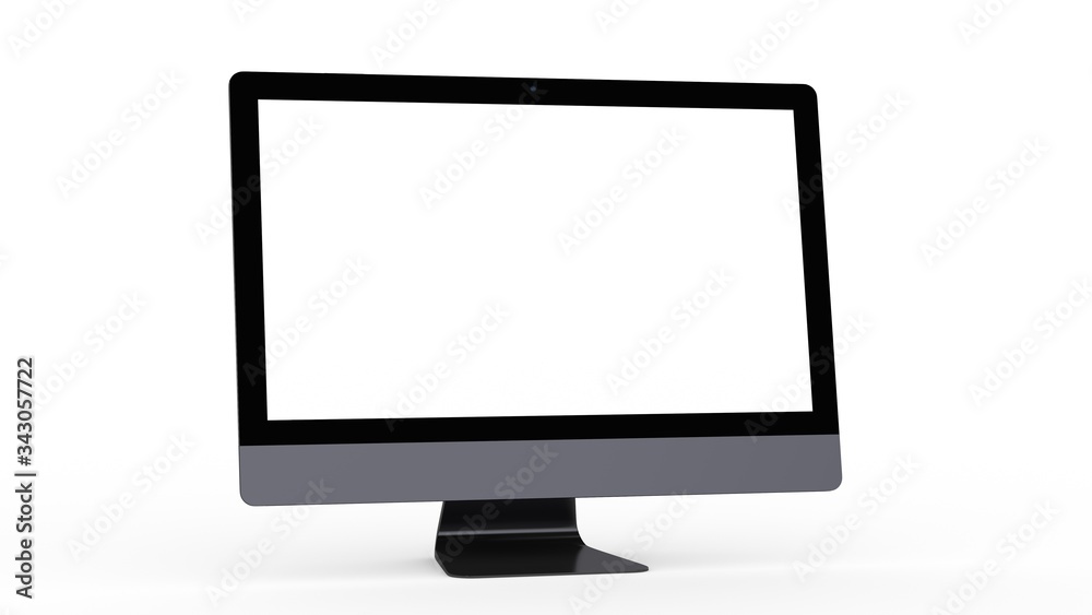 flat monitor white screen computer, pc display digital illustration screen and slim 3d flat monitor white screen computer, pc display digital illustration screen and slim 3d