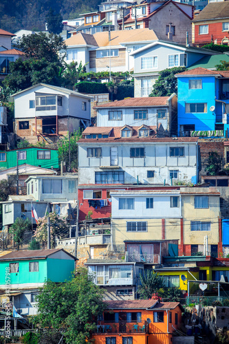 Colorful and Bright Houses on the Mountain Hills of Valparaiso, Chile © Dave