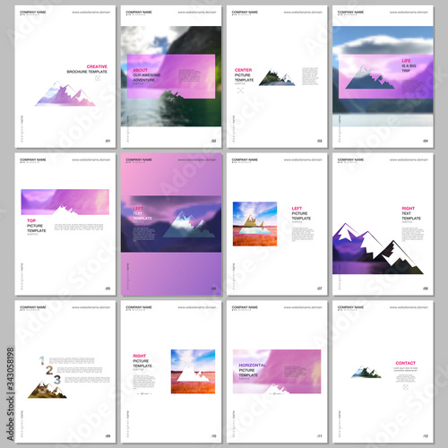 Creative brochure templates. Covers design templates for flyer, leaflet, brochure, report, presentation, magazine. Background for tourist camp, nature tourism, camping. Aadventure design concept.