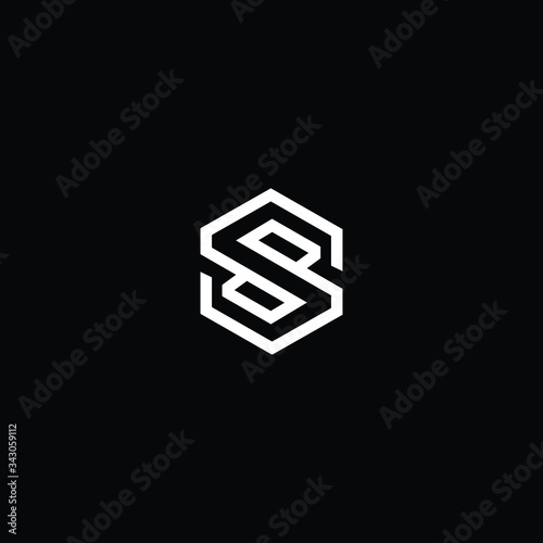 Minimal elegant monogram art logo. Outstanding professional trendy awesome artistic S SS SP PS SD DS initial based Alphabet icon logo. Premium Business logo White color on black background