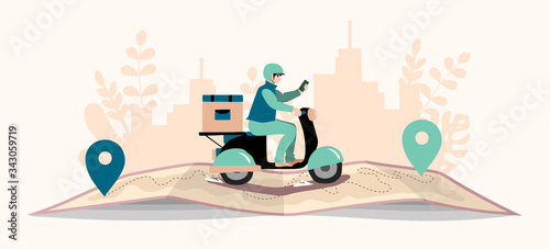 Delivery website banner in flat illustration vector style