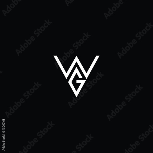 Minimal elegant monogram art logo. Outstanding professional trendy awesome artistic WG GW initial based Alphabet icon logo. Premium Business logo White color on black background