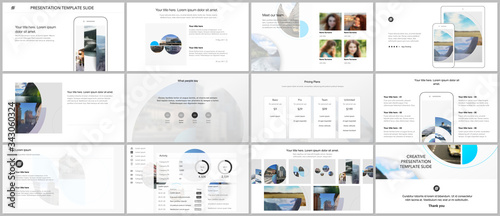 Presentation design vector templates, multipurpose template for presentation slide, flyer, brochure cover design with abstract circle banners. Social media web banner. Social network photo frame.