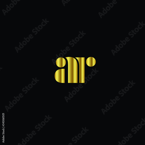 Creative Professional Trendy and Minimal Letter AR Logo Design in Black and Gold Color, Initial Based Alphabet Icon Logo in Editable Vector Format