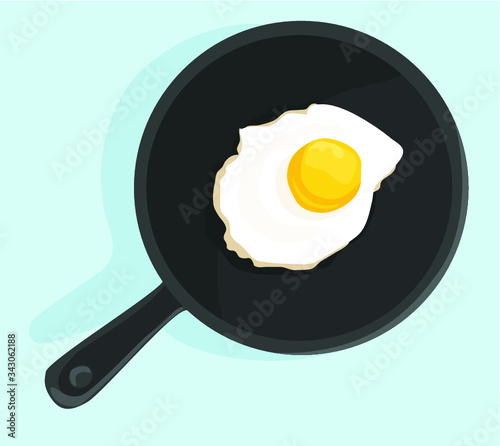 fried egg yolk breakfast on pan icon food isolated on white background