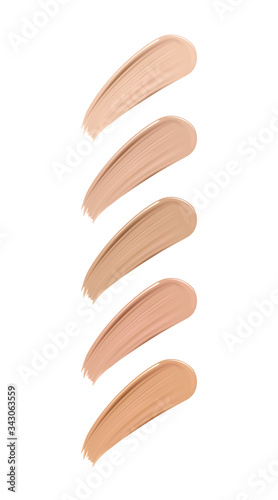 Cosmetic smears of foundation, palette of various shades, vector.