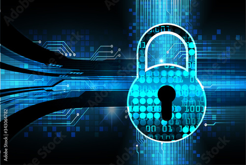 Closed Padlock on digital background, cyber security