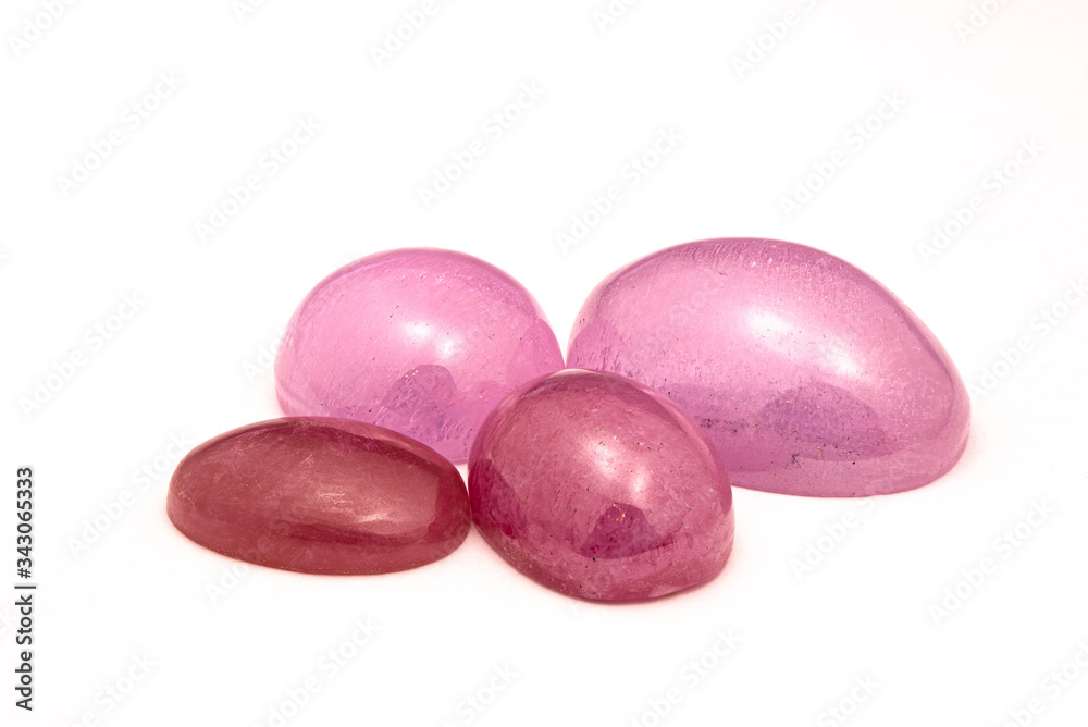 Pink Gemstones on White Background Pink Gemstones on White Background