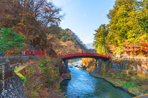 Shinkyo Bridge during Autumn in Nikko © somchaichoosiri