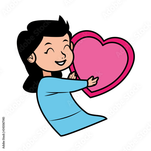 cute little girl with heart character