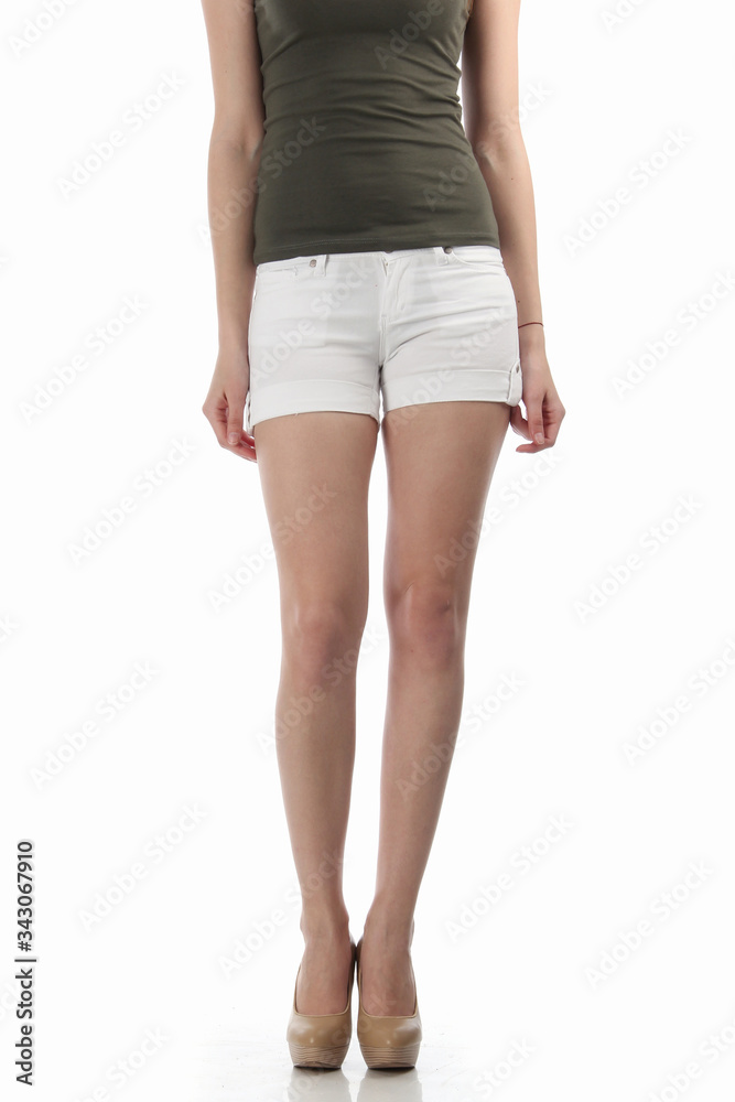 women shorts on white background