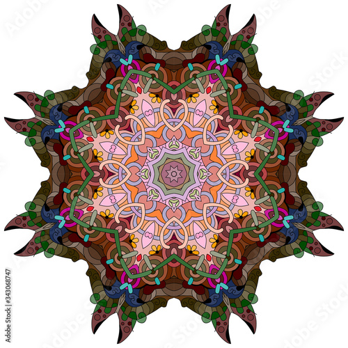 Colorful cute Mandalas. Decorative unusual round ornaments.
