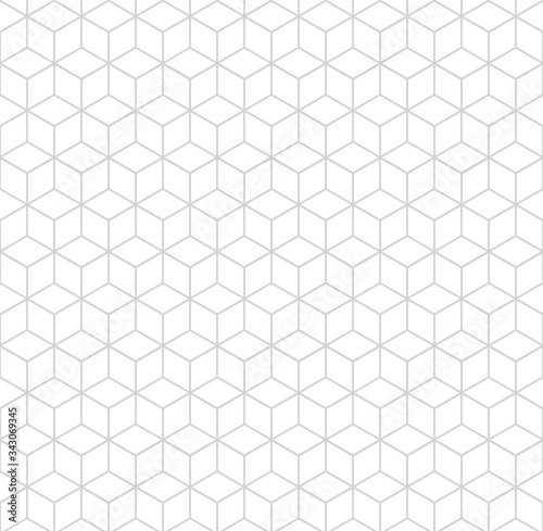 Seamless hexagonal grid pattern. Vector background hexaganal cube elements. Modern grey simple grid.
