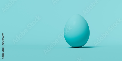 3d rendering  blue egg isolated on blue background  banner  icon  signboard place for text  wallpaper