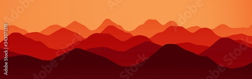 design mountains peaks at dusk time digital drawn background or texture illustration