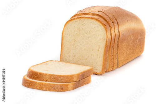 White Toastbread with toastslices on a white background photo