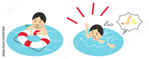 illustration of family members with swimsuits