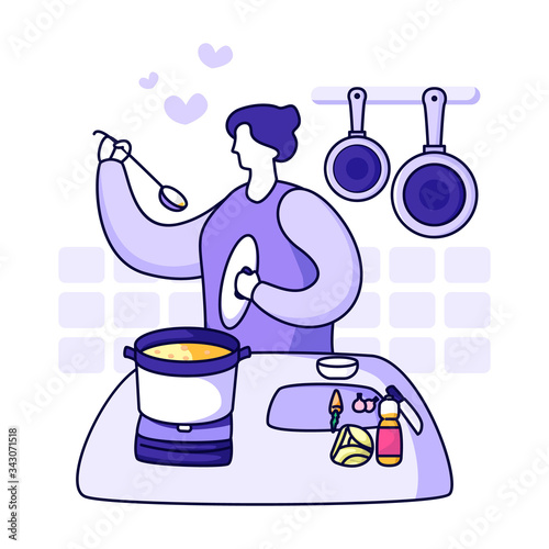 Illustration of learning to cook