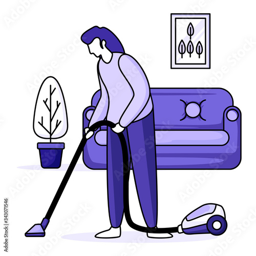 Illustration of cleaning a house