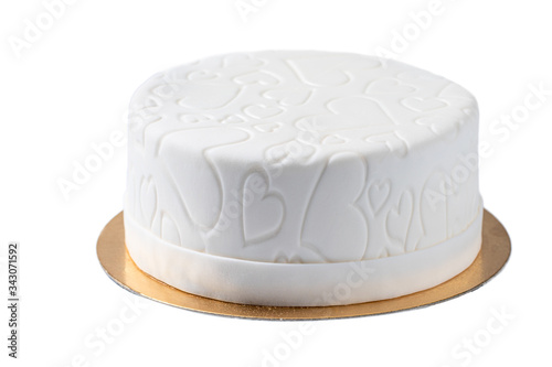 White Cake with hearts on sugarpaste