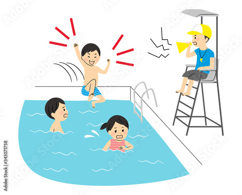 illustration of family members with swimsuits