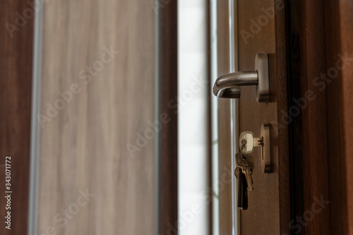 House key in the door.